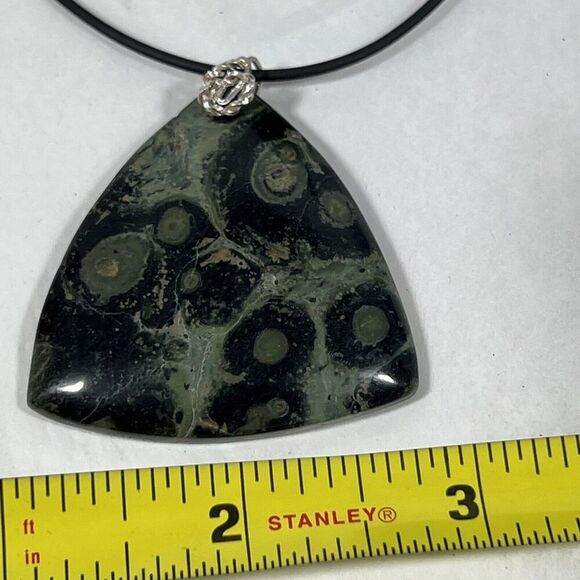 Swirly Jasper Collar Statement Pendant Necklace Natural Adjustable Black Cord - Picture 5 of 6